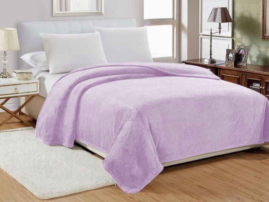 Κουβέρτα Υπέρδιπλη Βελουτέ Λιλά Popcorn Jacquard Flannel Γαρύφαλλο 220x240 | Γαρύφαλλο - Λευκά Είδη